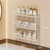 Prateleira de armazenamento para banheiro, cesta suspensa para cosméticos, caixa de armazenamento multicamadas para a parede, cesta de armazenamento de parede para trás da porta do banheiro