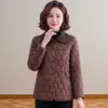 Otoño e Invierno Nuevo Estilo Ropa para Mujeres de Mediana Edad y Mayores Chaqueta Ligera de Algodón Acolchado de Diamantes Ropa de Abrigo Cálida Ropa para Madres Chaqueta Pequeña de Algodón Abrigo de Algodón con Solapa Mujer