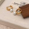 Pendientes de estilo Ins populares de Internet de Corea del Sur, pendientes de perlas de alta gama que combinan con todo, pendientes exquisitos con patrón rómbico simple.
