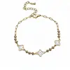 Pulsera de Flor de Zirconia Bañada en Oro Real de 18 Quilates Estilo Lujo Ligero, Pulsera de Alta Gama y Elegante, Joyería de Mano Moderna, Exquisita y Versátil