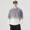 Suéter casual con diseño tie-dye degradado para hombre, nueva colección de invierno 2025, tejido de punto de alta gama para parejas