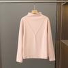 Otoño e invierno Nuevo de Terciopelo cuello alto medio camisa básica camiseta de manga larga plisada en V a la moda simple para combinar con todo top de mujer