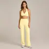 Conjunto de Yoga Transfronterizo de Sensación Desnuda con Hermoso Sujetador Deportivo Halter de Espalda y Pantalones Rectos Sueltos para Correr al Aire Libre y Fitness