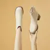 Botines de tacón medio con forro de felpa para mujer, nueva colección otoño/invierno 2026, estilo de bota individual, botines ajustados con forro de felpa estilo francés, tacón grueso, botas estilo Martin para mujer