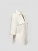 Camisa Blanca de Lino Estilo Francés Estilo Old Money para Mujer, Verano Alta Gama Casual Algodón-Lino Camisa que Ceñe la Cintura con Mangas Medias