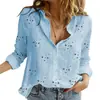 Camisas de Manga Larga Transfronterizas Primavera, Otoño e Invierno 2026, Camisas Simples de Moda Trendy para Mujer, Camisas de Solapa Estampadas en 3D de Color Sólido
