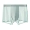Ropa Interior de Hombre de Seda de Hielo Verano Delgada Transpirable Antibacteriana en la Entrepierna Cómodos Slips para Hombre Bóxers sin Costuras Pantalones Cortos de Cuatro Esquinas