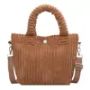 Bolsa Cruzada Pequeña de Pana y Felpa Estilo Coreano Ins para Otoño e Invierno, Bolso Tote Versátil para Mujer 2025 Otoño e Invierno