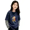 Conjunto de otoño para niña, camiseta de manga larga patchwork, nuevo estilo primavera y otoño 2026, top interior para niñas de talla mediana y grande