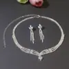 Colar e Brincos de Strass em Liga de Cobre Joias de Noiva Casamento Moda Cauda de Peixe Conjunto de Zircônia Acessórios de Corrente para Mulheres
