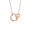 Collar con Doble Anillo de Plata s925 Explosiones de Amazon Transfronterizo para Mujer Red de Internet Cadena para Clavícula de Doble Círculo Todo Fósforo Joyería