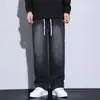 Pantalones Vaqueros para Hombre Transfronterizos Primavera Negro Estilo Americano Pantalones de Hombre Corte Regular Holgados Casuales de Pierna Recta Pantalones Largos