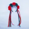 Diadema de Cinta de Rosa de Simulación de Halloween Cinta Cinta Festival de los Fantasmas Día de Muertos Mexicano Accesorios para el Cabello con Flor de Cinta Larga