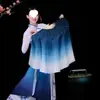 Nuevo Azul tinta Doble Cara Alargado Degradado Estilo Chino Danza Clásica Adulto Cuadrado Performance Luna Solitaria y Danza Ran Ventilador