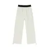 Pantalones deportivos de estilo coreano, elásticos, de cintura alta con cordón, diseño de bloques de color, modernos, holgados, adelgazantes, de pierna recta, pantalones casuales para mujer