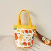 Bolsa de almoço zoo de tomate bolsa balde fofa cooperação pintor desenho animado estudante portátil cilindro bolsa de lona
