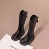 Botas para Niña 2025 Otoño e Invierno Nuevas Estilo Británico Negras Botas de Caballero para Niños Botas de Terciopelo de Invierno para Niñas Pequeñas