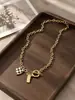 Collar con colgante de amor de tablero de ajedrez, diseño de nicho, moderno y sencillo, para mujer, accesorios de cadena para clavícula.