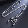Colgante de Escorpión Retro Rock Elegante Europeo y Americano Dominante Hip-Hop Versátil Constelación Escorpio Collar de Acero Inoxidable