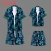 Hawaii Seaside Beach Holiday terno masculino solto plus size casal moda marca camisa de manga curta casual conjunto de duas peças