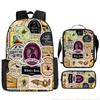 Mochila Transfronteriza Nueva Llorido Nocturno de Navidad Halloween Mochila de Poliéster Mochila de Estudiante Bolso Bandolera Set de Tres Piezas