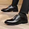 Sapatos de couro de alta qualidade para noivo, supermercado online, formais de negócios masculinos, couro macio, sola macia, bico fino, com cadarço, sapatos para terno