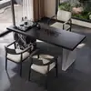 2025 Mesa de Chá Cinza Elegante Mesa de Chá para Sala de Estar Combinação de Mesa e Cadeiras Simples Mesa de Chá para Escritório Mesa de Café Integrada para Casa