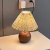 Lámpara de Mesa Floral Estilo Americano, Luz de Noche de Tela, Atmósfera Francesa de Mediados de Siglo, Lámpara de Noche para Dormitorio, Lujosa y Sofisticada