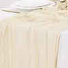 Novos produtos transfronteiriços Caminho de mesa enrugado Gaze Toalha de mesa translúcida Toalha de mesa para festa de feriado Toalha de mesa de casamento Twist Caminho de mesa enrugado
