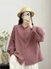 Elegante y artística camisa de gasa de algodón con mangas de encaje para mujer, nuevo estilo de otoño, moderna, rejuvenecedora, adelgazante, camisa casual al por mayor