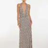 Moda Sexy Nova Primavera e Verão Transfronteiriça Vestido Slim Estampado Costas Nuas Decote Halter
