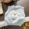 Chaleco de punto para niños 2026 primavera y otoño nuevo estilo sin mangas para niños, chaleco de dibujos animados para bebé, elegante para la vuelta al cole