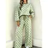 Conjunto de Calças Casuais Simples de Cintura Elástica com Estampa de Bolinhas Loose de Cintura Alta para Mulheres - Nova Coleção Outono/Inverno 2026 Europeia e Americana Transfronteiriça