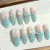 Onda Nueva Pintado a Mano Cola de Pez Onda Ojo de Gato Uñas Portátiles Hada Fresca Estrella de Mar Concha Parche de Manicura Uñas Postizas