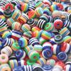 Cuentas de Agujero Grande Arcoíris Resina Rayas Color Mezclado Cuentas Cubeta Adornos para la Cabeza Pulsera Cuentas Dispersas Niñas DIY Accesorios de Mano para Niños