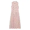 Vestido Redondo Elegante Feminino de Atacado Ins Europeu e Americano Transfronteiriço Nova Moda 2026 Manga Curta Zíper Slim Fit Poá