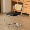 Cadeira de Jantar para Casa Usada, Mesa de Jantar de Luxo Leve, Cadeira com Encosto de Aço Inoxidável, Cadeira Suspensa de Plástico Rattan para Lazer na Varanda