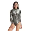 Verão conservador maiô de uma peça das mulheres europeu e americano cross-border filme cos terno impressão digital 3D das mulheres maiô de manga comprida MV