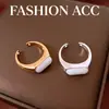 Anillo Ovalado Abierto Electrochapado en Oro Real de 18K Anillo para Dedo Índice Retro Vintage Joyería Simple Versátil para Mujeres