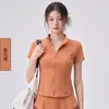 Ropa de yoga con cintura reductora, cierre completo, manga corta, paneles de malla en la espalda, diseño ergonómico curvo elegante, transfronterizo