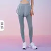Leggings de yoga falso duas peças com bolsos embutidos, calças de ginástica respiráveis e amigáveis à pele, calças de yoga de cintura alta que levantam o bumbum para mulheres