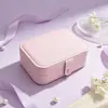 Caja de joyería portátil larga transfronteriza con espejo, caja de almacenamiento de gran capacidad para broches, collares y anillos, al por mayor