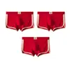 Cuecas Boxers Masculinas Huajielong Ano Novo Zodiaco Estampa Vermelha Boxers Vermelhos Respiráveis Tamanho Grande Dropshipping