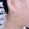 Aretes de Aro 2023 Nueva Moda Lujo Ligero Diseño Nicho Sentido Rostro Cuadrado Aretes Adecuados para Mujeres