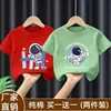 Camiseta de Verão de Algodão Puro de Manga Curta para Meninos 2026 Nova Estampa de Desenho Roupas Infantis Tops Finos para Bebês Meninos t