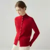 Suéter base de cachemira 2026 invierno nuevo para mujer, color liso, de un solo pecho, multibotones, estilo suave, color liso, corte holgado, efecto adelgazante