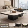 Mesa de centro italiana de alta gama, de lujo, estilo roca, cuadrada, moderna, para apartamento pequeño, color negro, minimalista, para sala de estar