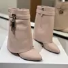 Botas de Pierna de Pantalón con Hebilla Puntiaguda 2026 Nuevo Estilo Europeo Americano Tiburón Botas Altas de Caballero Negro Corto Superior Moda Botas Cortas Mujer