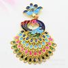 Color Antiguo Conservado Esmalte Cloisonné Azul Quemado Cloisonné Pavo Real Pantalla Abierta Corona de Fénix Accesorios DIY Colgante Cadena para Suéter