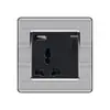 Enchufe de pared tipo 86 para interruptor transfronterizo, enchufe de múltiples orificios de una sola apertura, enchufe de interruptor de aire acondicionado de acero inoxidable